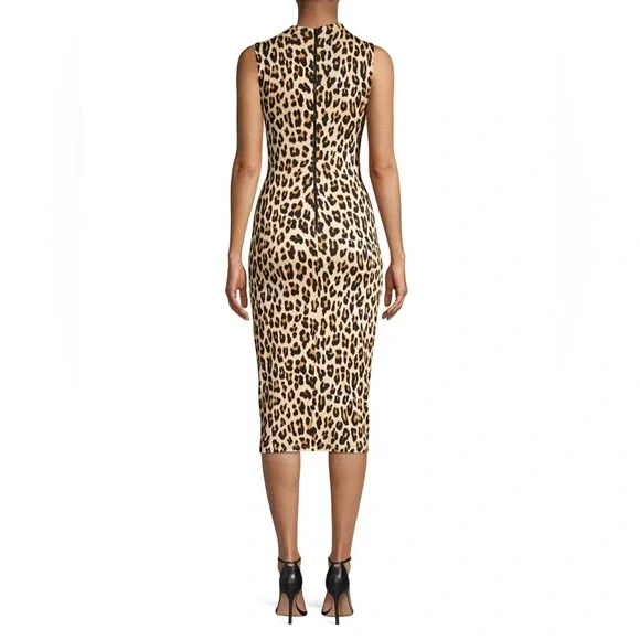 Alice + Olivia Delora Leopard Sleeveless Bodycon Dress NWT - Picture 3 of 8